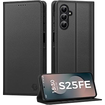 Mobile Phone Case for Samsung Galaxy S25 FE Case Card Slot Premium PU Leather Flip Case Protective Case Stand Function Flip Case for Samsung Galaxy S25 FE 5G - Black