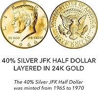 Vista 2 de American Coin Treasures Moneda de medio dólar JFK de plata en capas en oro puro