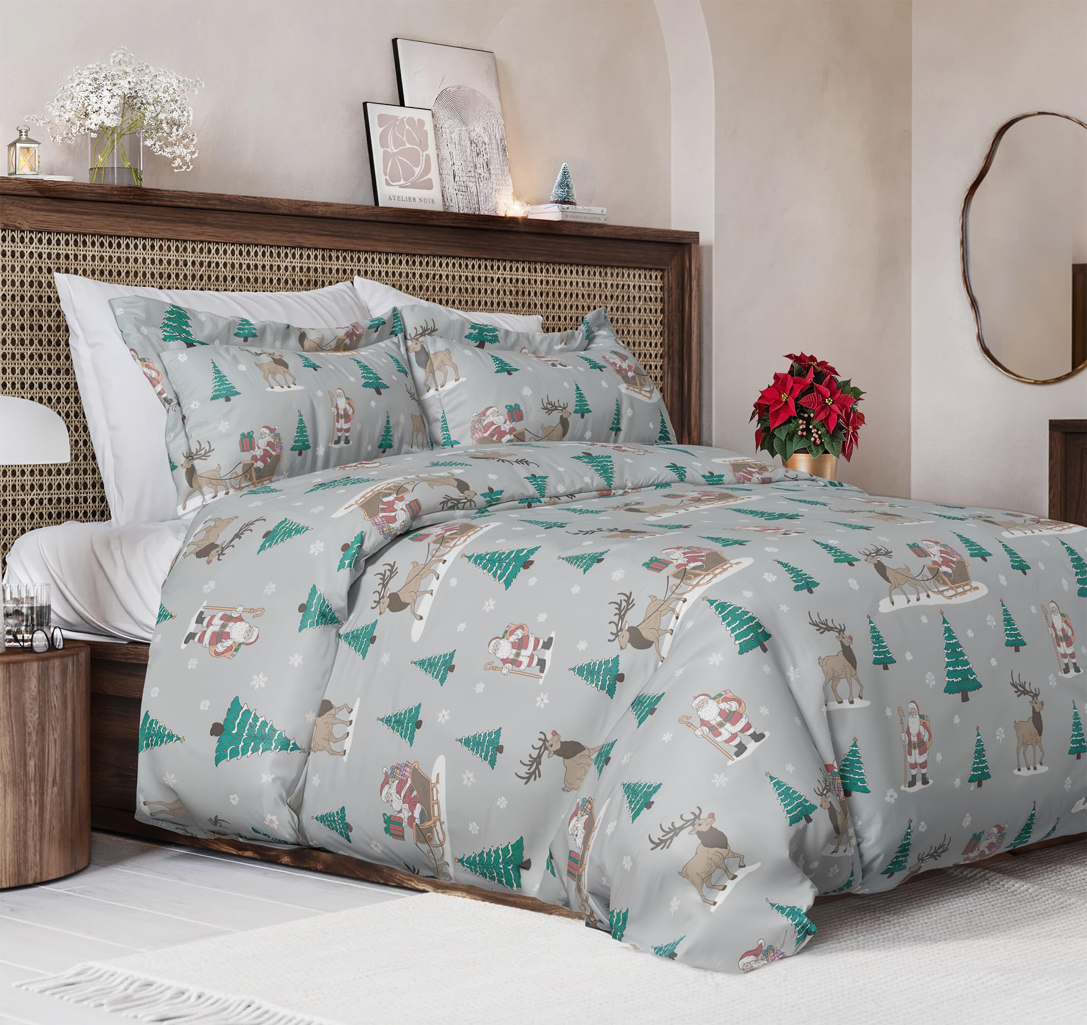 CGK Christmas Duvet Cover Full Size Set - 80 x 90, Santa's Sleigh