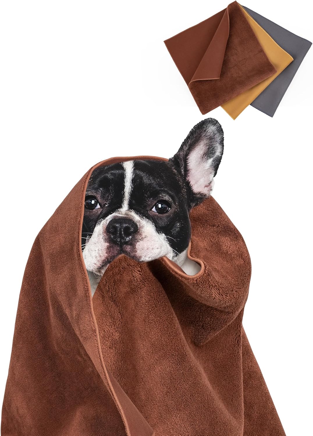 MICOOYO 3Pcs Dog Towels for Drying Dogs, Super Absorbent Microfiber Pet Grooming Towel for Dogs, Quick Drying Dog Bath Towels for Puppy Cats (Medium) Grey, Brown, Beige M