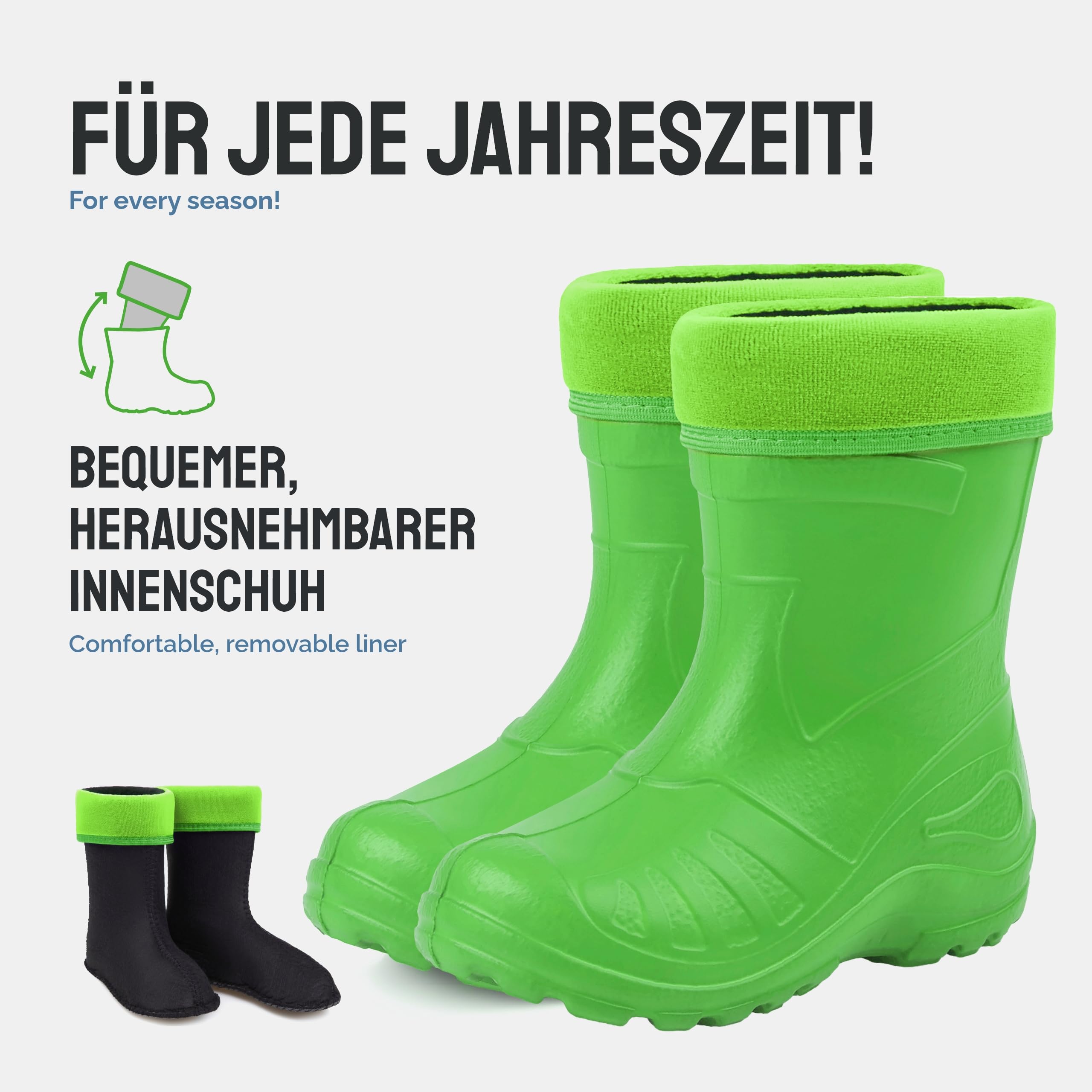 Ladeheid Gummistiefel Kinder federleichte und wasserdichte Eva Thermo Regenstiefel Gummistiefel gefüttert KL050