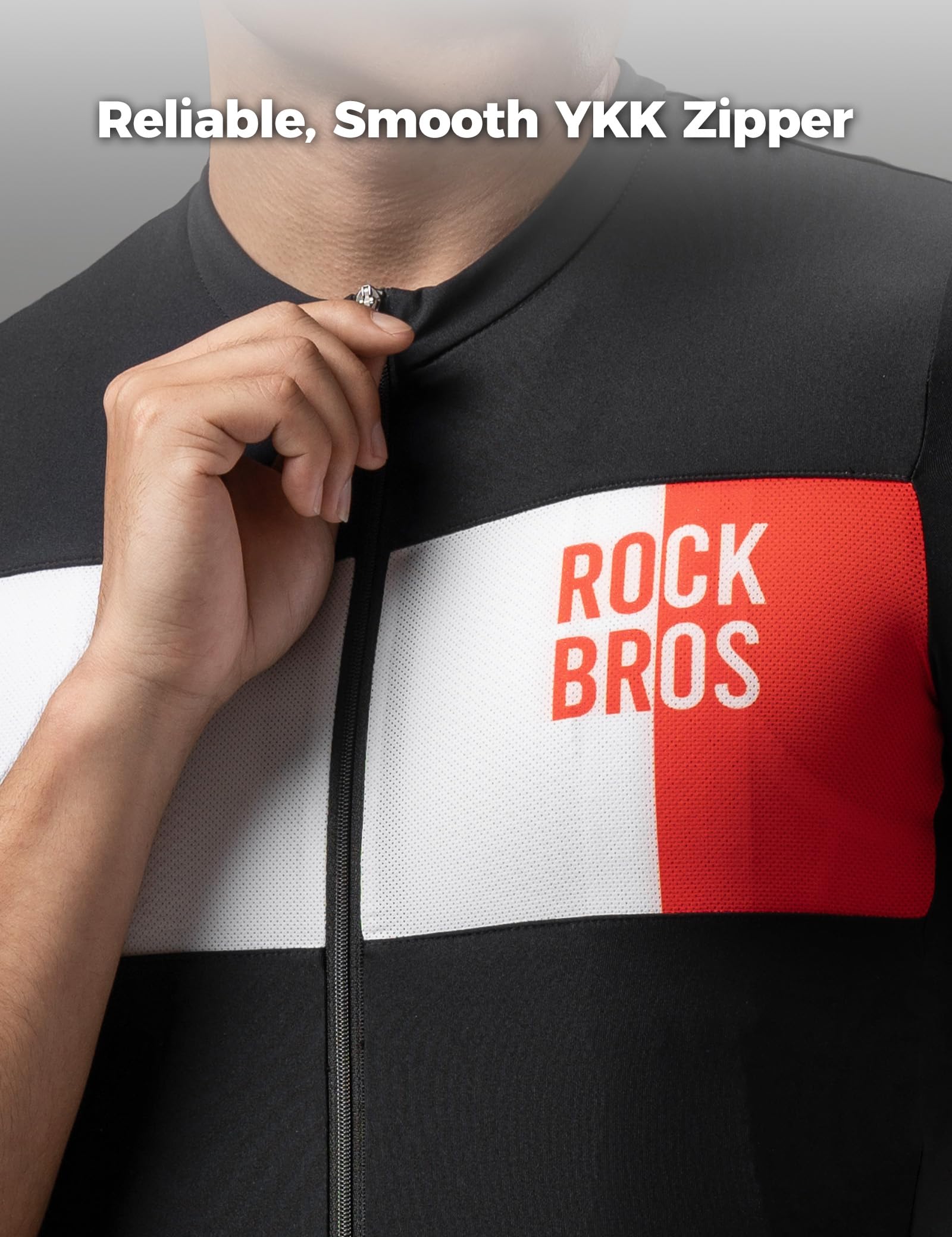 ROCKBROS Radtrikot Kurzarm Herren, Leicht Atmungsaktiv Schnell Trocknend Rennrad Trikot mit 3 Rückentaschen, Fahrradtrikot Fahrradbekleidung für Radsport Rennrad, Schwarz M–3XL