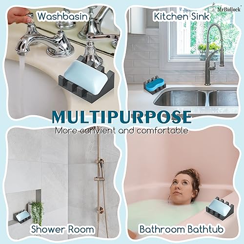 Miniatura 7 de Jabonera de silicona para barra de jabón para ducha, baño, bandeja de secado de cascada autodrenante, mantiene las barras de jabón limpias y fáciles