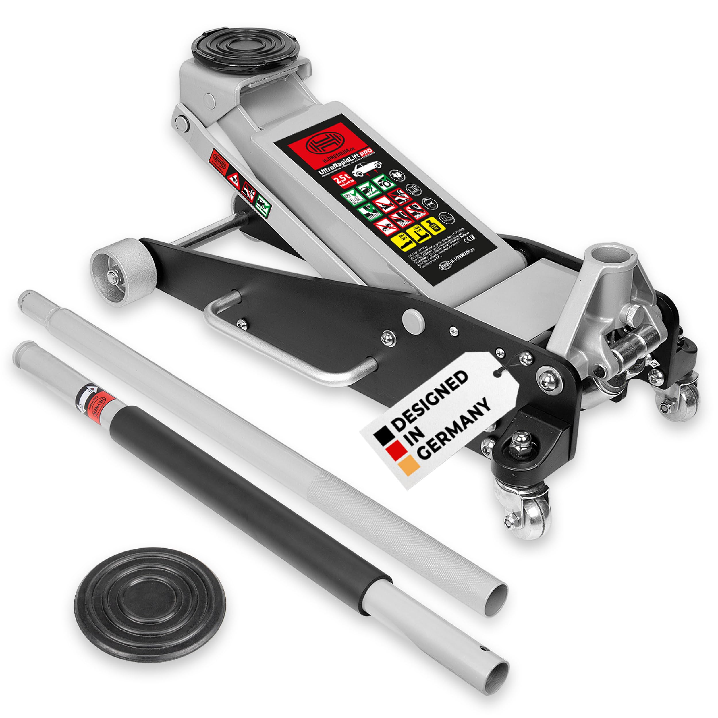 HEYNER® Podnośnik manewrowy 2,5 t - szybkie podnoszenie, aluminiowo-stalowy, 100-460 mm, gumowa podkładka, lekki i wytrzymały