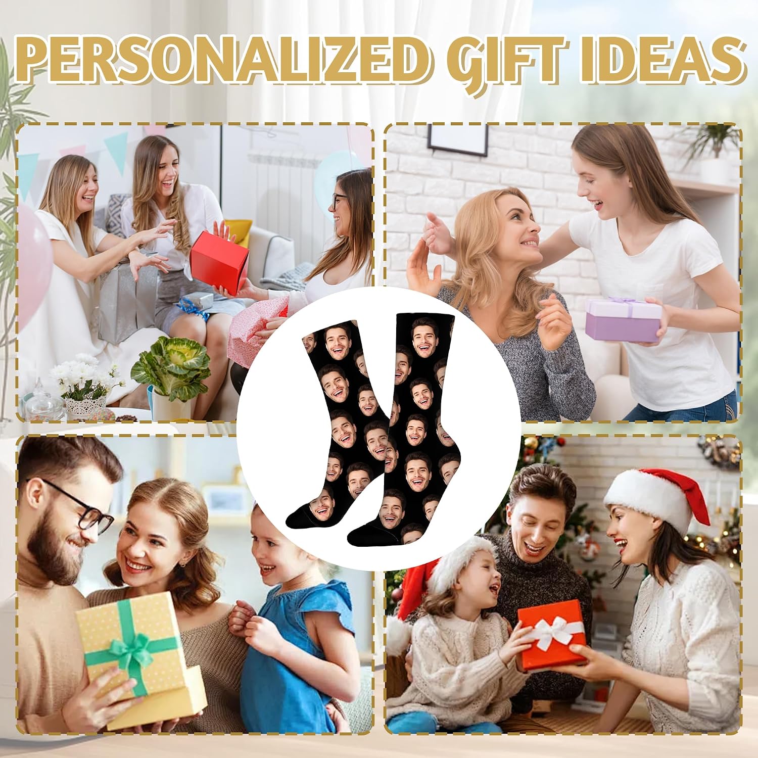 Custom Socks With Photo Picture Personalized Funny Face Socks Customized Unisex Novelty Crew Sock Gifts For Women Men