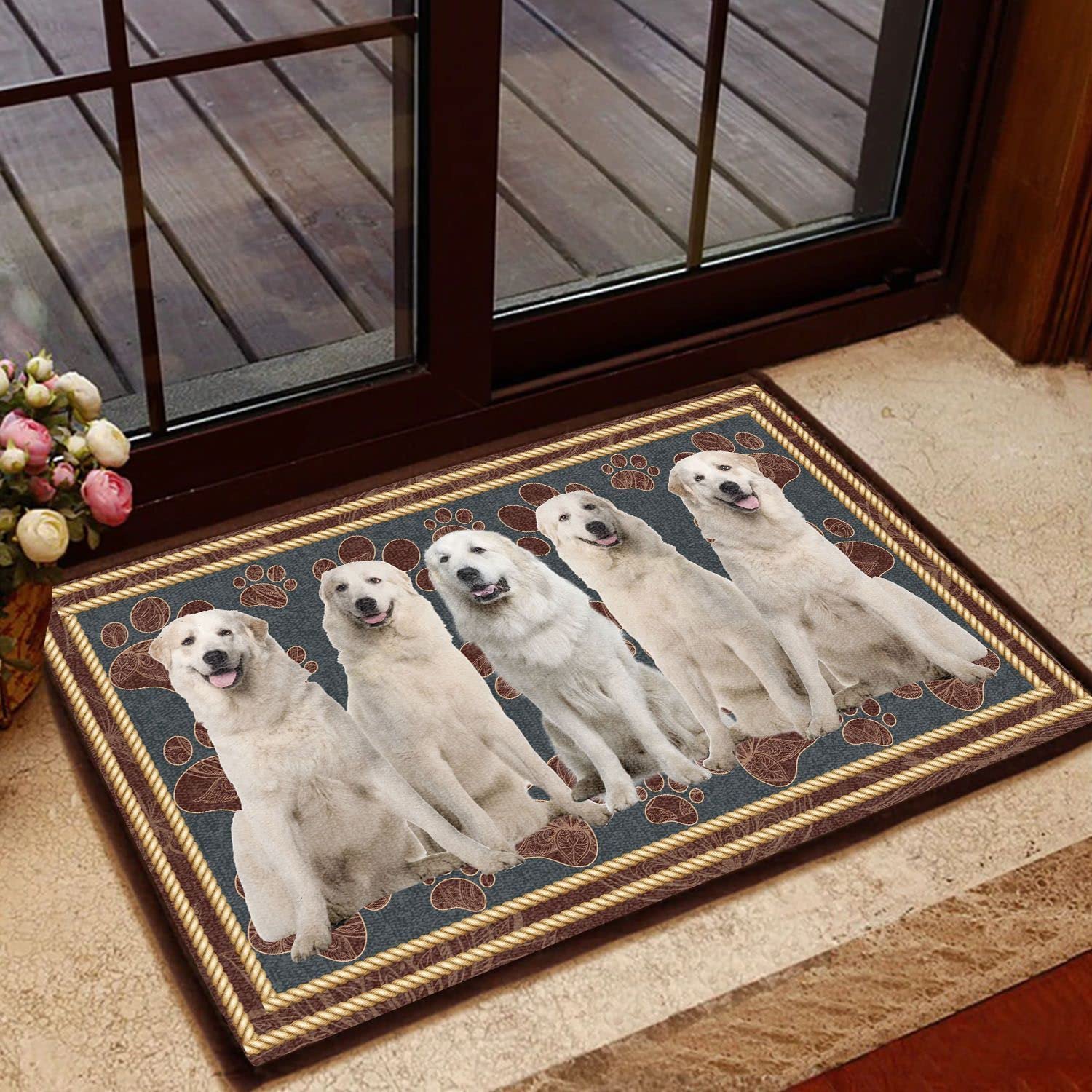 New Doormat Indoor Entrance Porch Welcome Flannel Bathmat Great Pyrenees Friends Gift for Animal Lovers Doormat Kitchen Home Decor Kitchen Home Decor