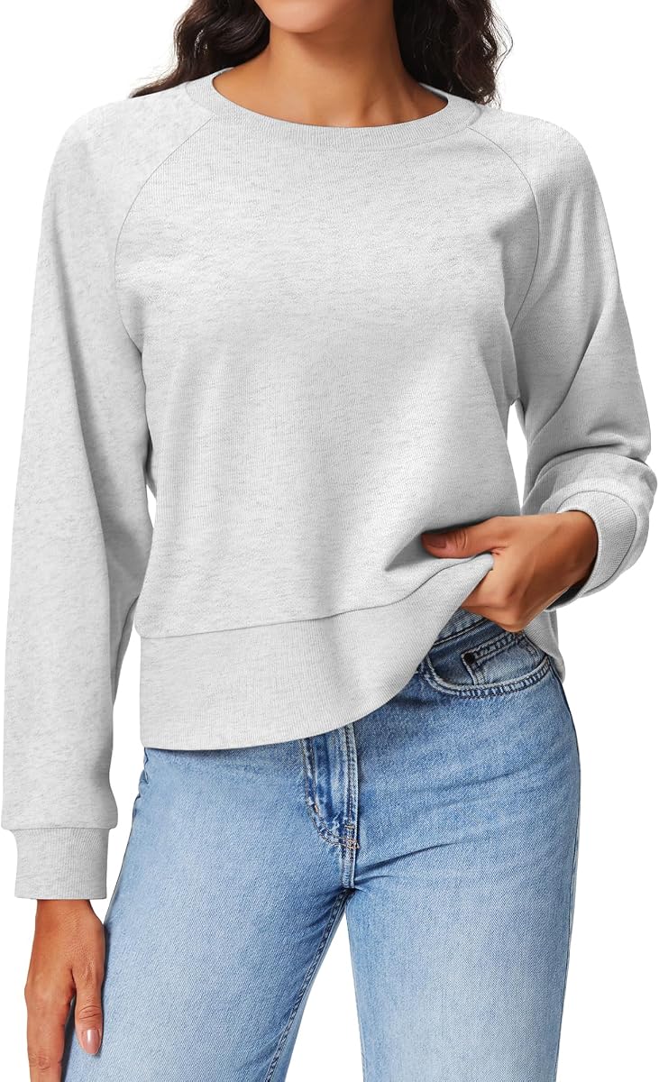 Sudadera de mujer Stelle con cuello redondo y raglán, ajuste relajado, informal, para todos los días | Forro polar suave, Mangas raglán, Puños acanalados, Esencial para usar en capas, Salón, Viajes, Ropa urbana