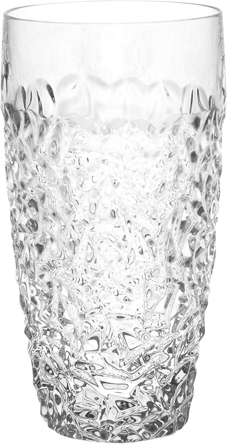 Promo 40% OFF Highball Glass - Crystal Tumbler- Set of 6 Hiball Glasses - Beautiful Designed Drinking Tumblers for Water, Juice, Wine, Beer, and Cocktails - 16 oz. - Made in Europe