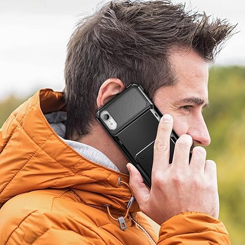 Miniatura 7 de Vofolen Funda para iPhone XR cartera con ranura para tarjetas de crédito bolsillo de resorte resistente a los arañazos doble capa protector de