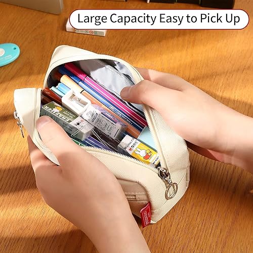 Miniatura 4 de FUXINGYAO Estuche grande para lápices y bolígrafos de gran capacidad, bolsa de almacenamiento simple para oficina, bolsa de papelería, soporte, caja