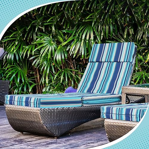Miniatura 6 de Geelin Cojín para silla de exterior, 21 x 72 pulgadas, para asiento profundo, de playa, respaldo alto, para patio, exterior, texturizado,