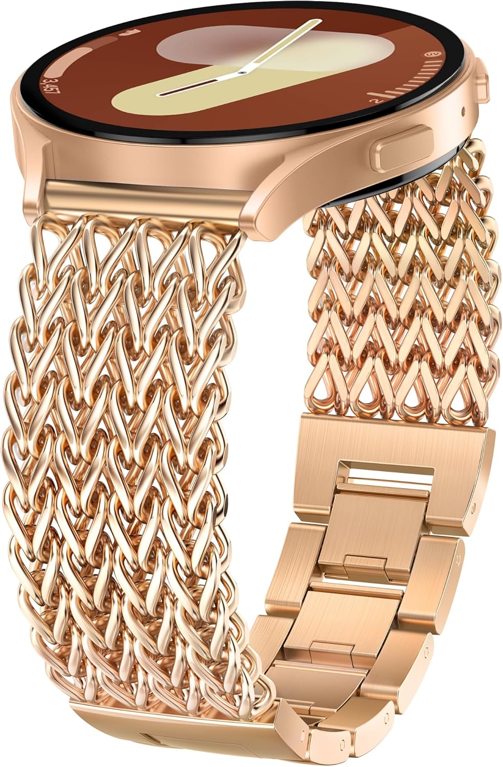 Minyee Compatible with Samsung Galaxy Watch 7 6 5 4 FE 40mm 44mm/Watch 6 Classic 43mm 47mm/Watch 5 Pro 45mm Bands Women, 20mm Dressy Stainless Steel Metal Gold Chain Strap Mermaid Designer Wristband