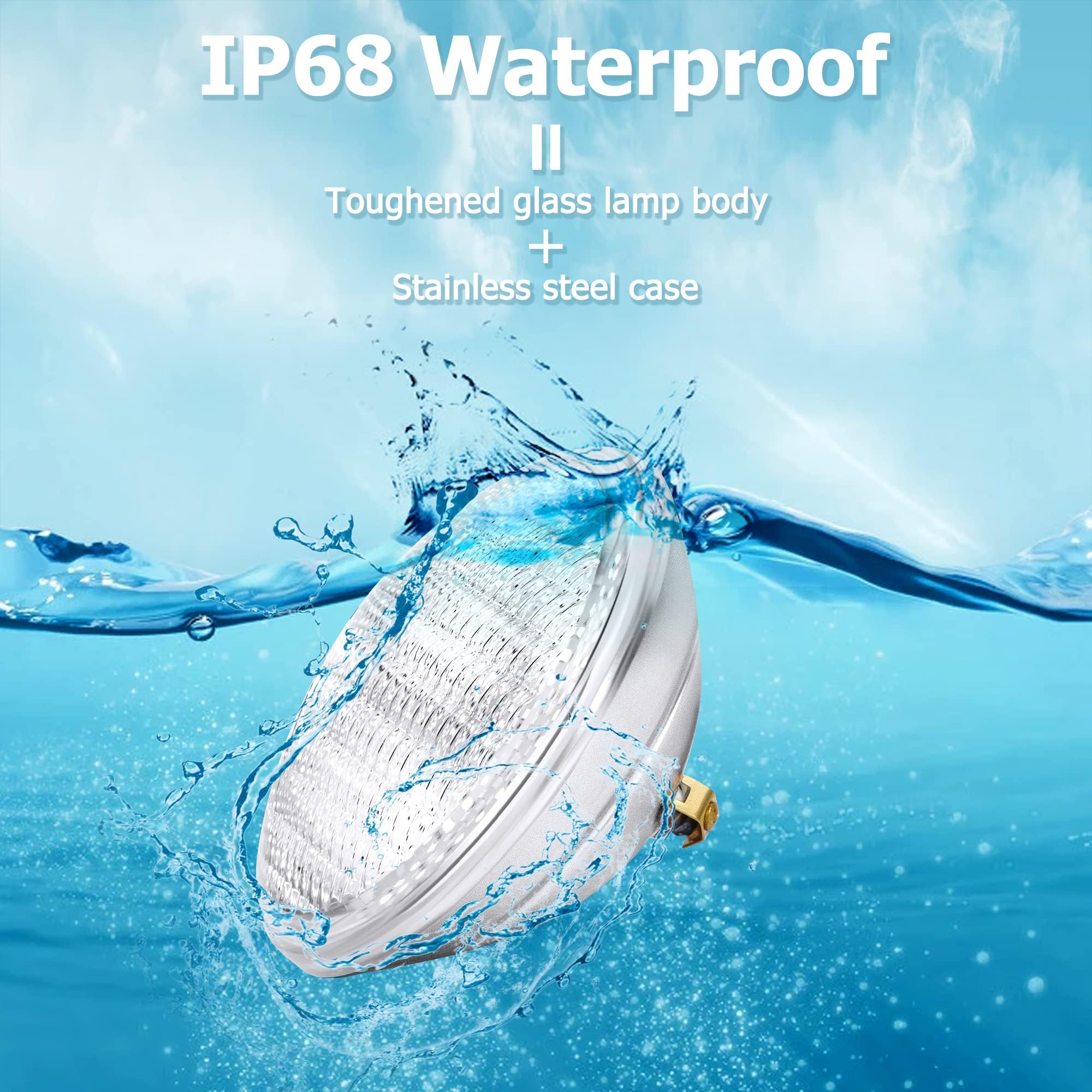 AHJ Iluminación subacuática para piscina PAR56 36 W LED Iluminación para piscina, [12 V CA/DC] IP68 iluminación subacuática con mando a distancia de repuesto para faros halógenos de 300 W