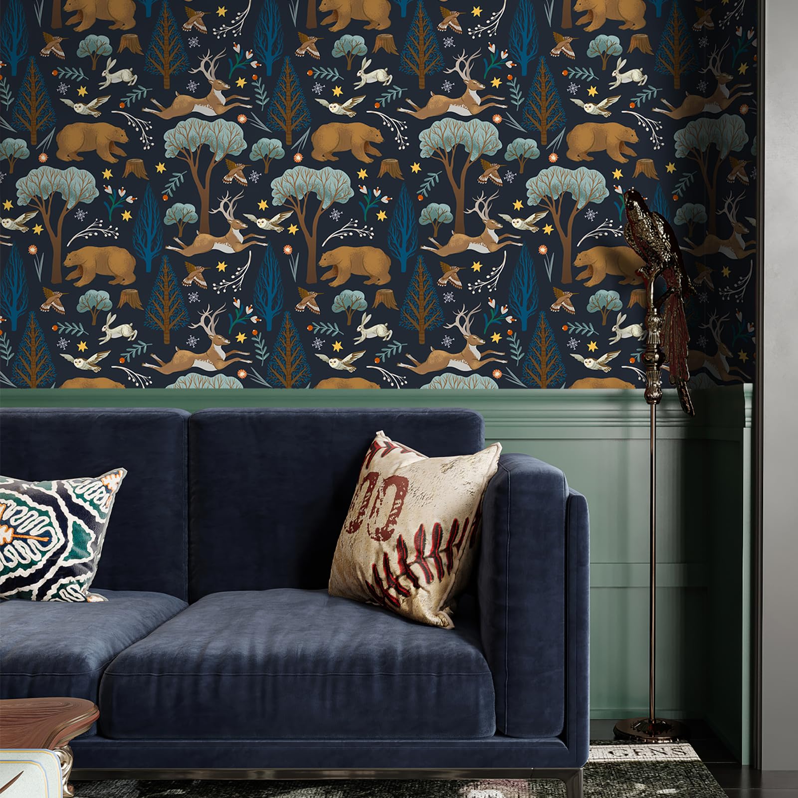 FunStick Papier Peint Tropical Jungle Noir Vert Papier Peint Adhesif