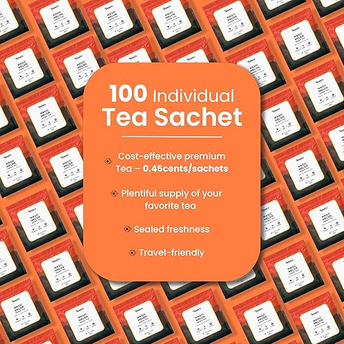 Vista 80 de Teaniru, Paquete surtido de muestras de té, 8 sabores exóticos de bienestar, envueltos individualmente en bolsas de té piramidales, ingredientes