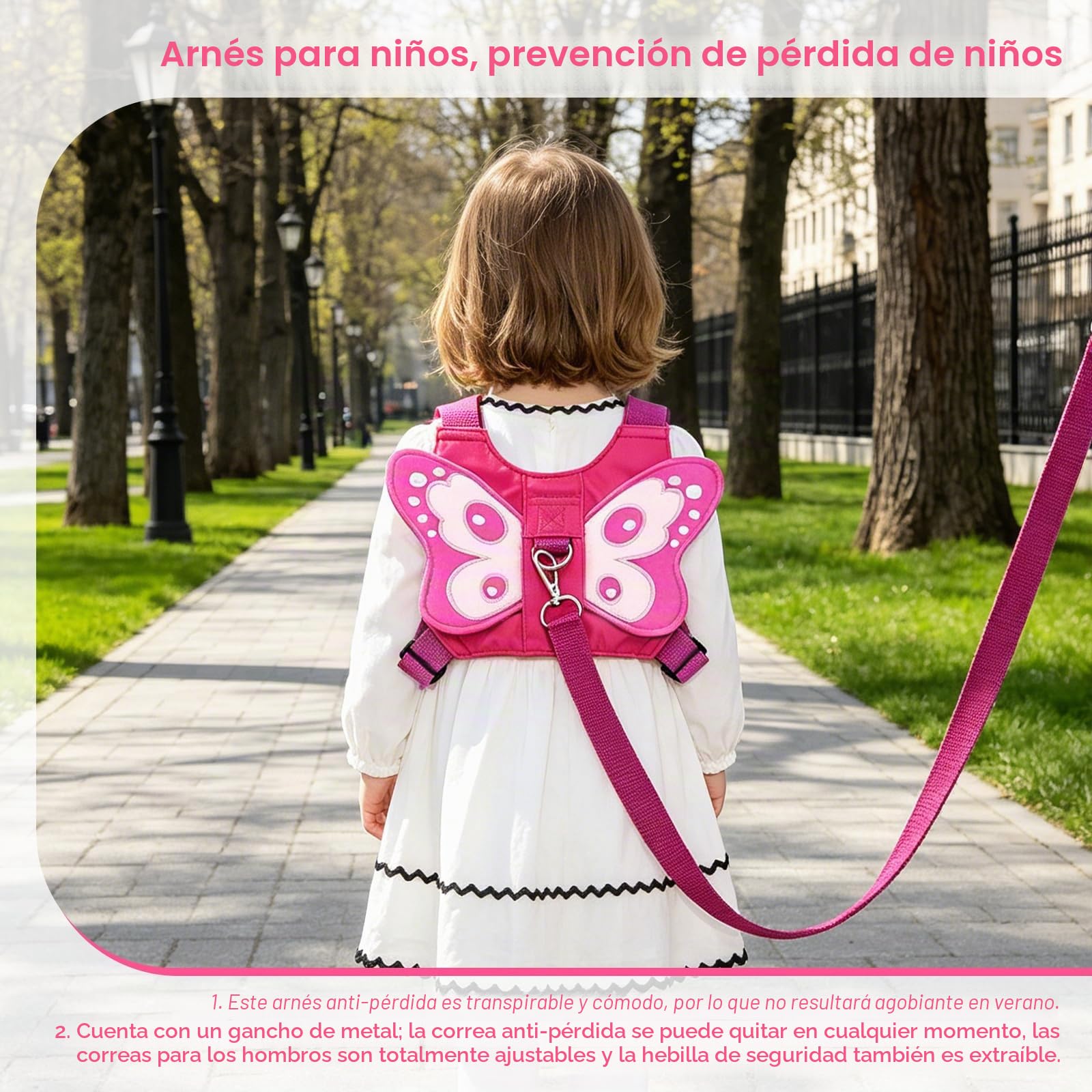 Bebé Anti-Lost Mochila, Mariposa Baby Kids Anti-perdido Mochila con Mini de Arnés Reins Niño Pequeño con Correa de Seguridad