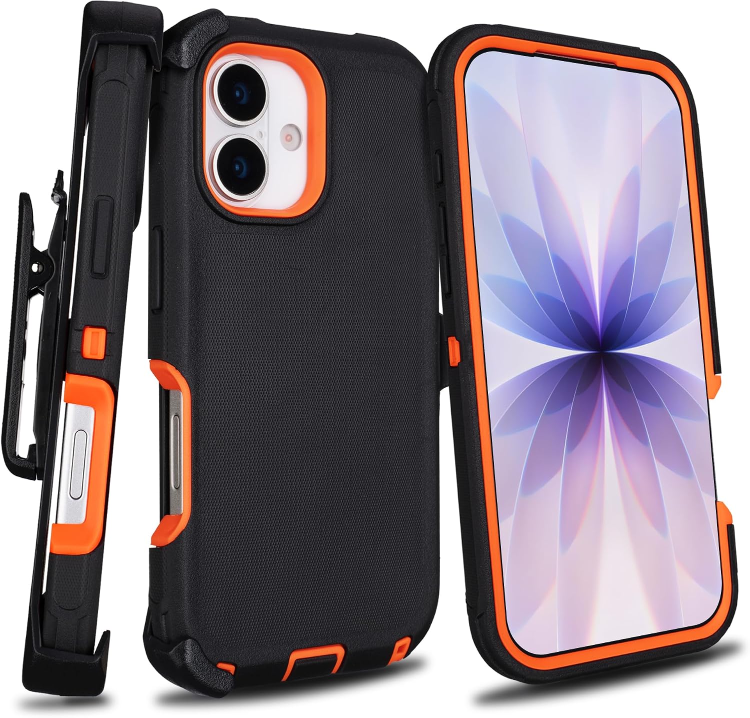 for iPhone 17 Case with Belt Clip Holster, Military Grade Drop Protective, 4 in 1 Heavy Duty Shock-Absorbing Rugged Case for iPhone 17 6.3", Black