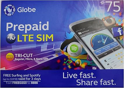 Amazon Co Jp フィリピン用 プリペイド Simカード Globe 4g Lte Sim Prepaid Lte Philippines Sim Card 家電 カメラ