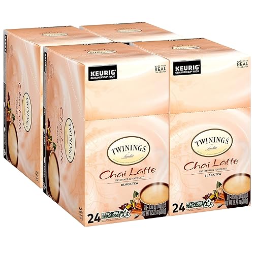 Twinings of London Chai Latte Tea K-Cups para Keurig 24 unidades paquete de 4