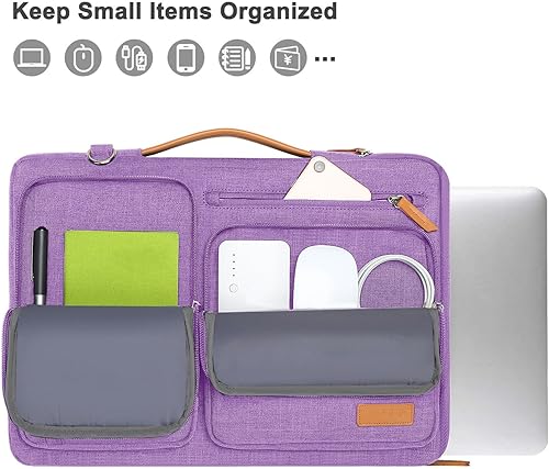 Vista 119 de MOSISO - Bolso de hombro protector 360 para laptop, bolsa para computadora de 15-15.6 pulgadas, bolsa tipo mensajero con apertura lateral, 4 Azul