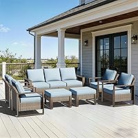 Vista 97 de Sofá de Mimbre Metálico para Patio de 75", Sofá Sillón de Ratán para Exteriores de 3 Asientos para Todo Tipo de Clima con Cojines Premium