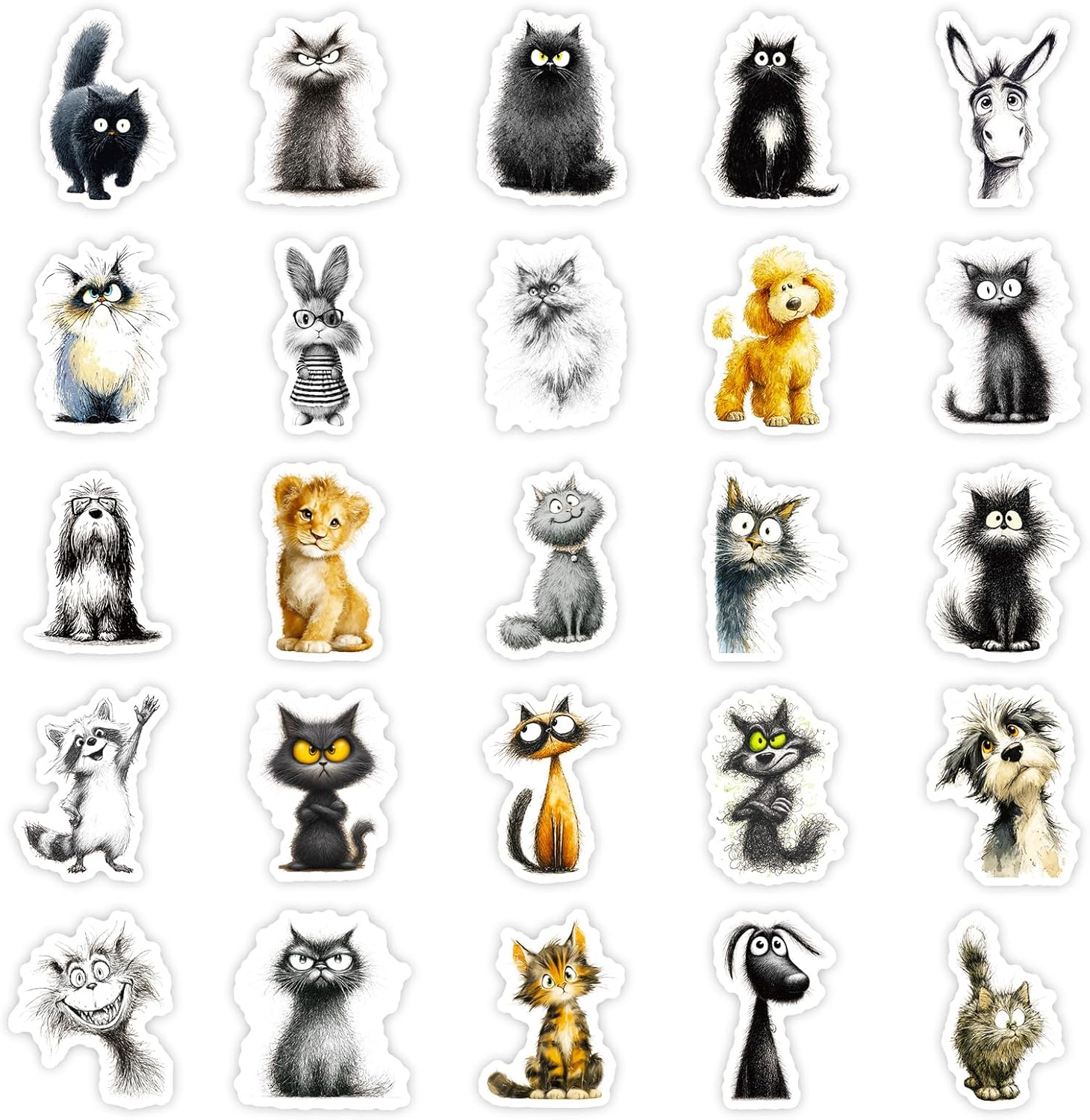 50Pcs Graffiti Bristling Animal Stickers, Funny Cute Stickers for Laptop, Kindle, Scrapbooking, Journal, MacBook, Skateboard, Suitcase, Water Bottles, Waterproof Vinyl Decals - Image 6