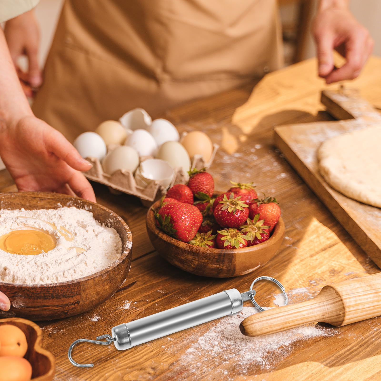 Healeved Bilancia Meccanica a Molla Portatile da Cucina e Pesca in Acciaio Inox 5 Kg con Gancio ad Anello, Bilancia Pesa Bagagli da Viaggio Compatta e Resistente per Pesare Pacchi, Pesce