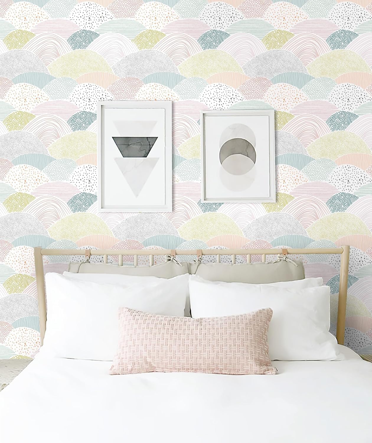 CiCiwind 16"×787.4" Peel and Stick Wallpaper Watercolor Rainbow Wall Paper Colorful Self Adhesive Removable Wallpaper Fun Pink Teal Contact Paper for Bedroom Bathroom Walls