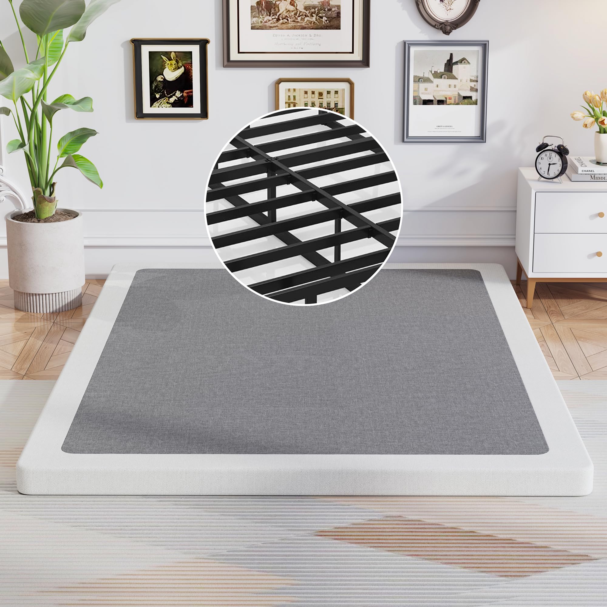 Awesofurni 2 Inch Queen Box Spring, 3000lbs Replacement Bunkie Board with Round Corner