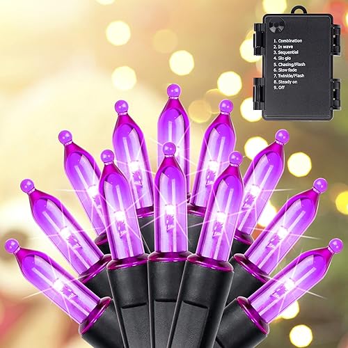 Miniatura 1 de Blissun - Luces de Halloween, juego de 50 luces verdes, mini tira de luces de Halloween a pilas con 8 modos, guirnalda de luces de 16 pies para