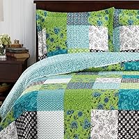 Vista 2 de sheetsnthings Rebekah - Juego de edredón de tamaño Queen de 3 piezas, colcha de microfibra de lujo con estampado