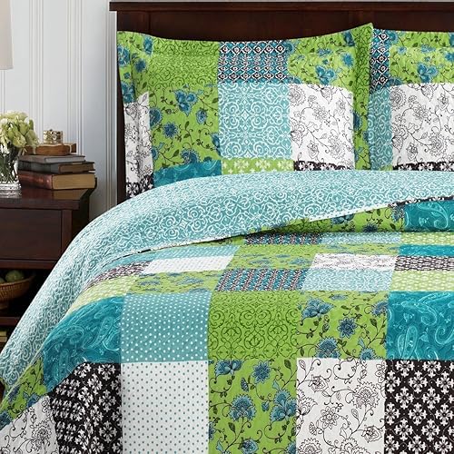 Miniatura 2 de sheetsnthings Rebekah - Juego de edredón de tamaño Queen de 3 piezas, colcha de microfibra de lujo con estampado