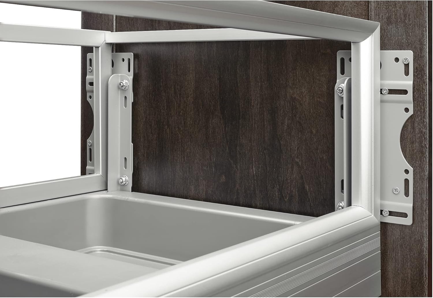 Rev-A-Shelf - 5149-18DM-211 - Double 35 Qt. Pull-Out Brushed Aluminum and White Waste Container with Rev-A-Motion