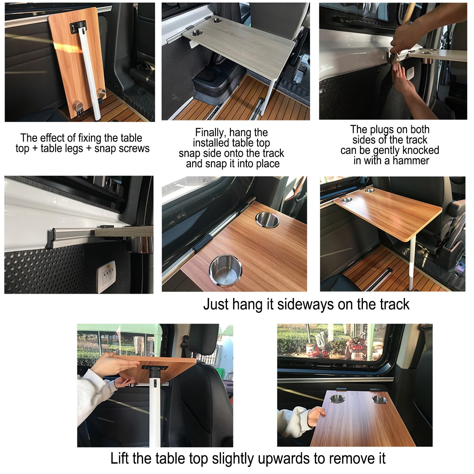 Table Pliante pour Camping-Car, Plateau Voiture, Indispensable pour Les Longs Trajets en Berline, Organiseur de Siège de Berline, Bureau À Domicile et Camping.(Beige,70 * 35)