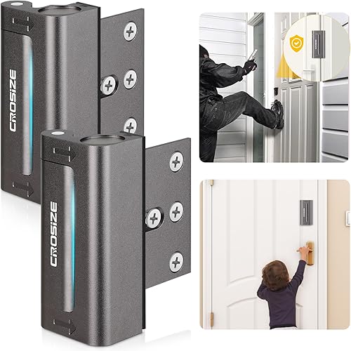 Miniatura 8 de Paquete de 2 cerraduras de seguridad para puertas de seguridad para el hogar, cerraduras de refuerzo de puerta de metal a prueba de niños, 3