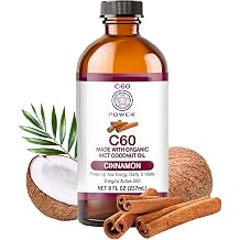 C60 Power Cinnamon Flavored C60 in Organic MCT Coconut Oil - Natural Wellness & Antioxidant Support for Men & Women, 99.99% Pure Sublimated C60, Promotes Energy, Clarity, Stamina - 8 fl oz Bottle