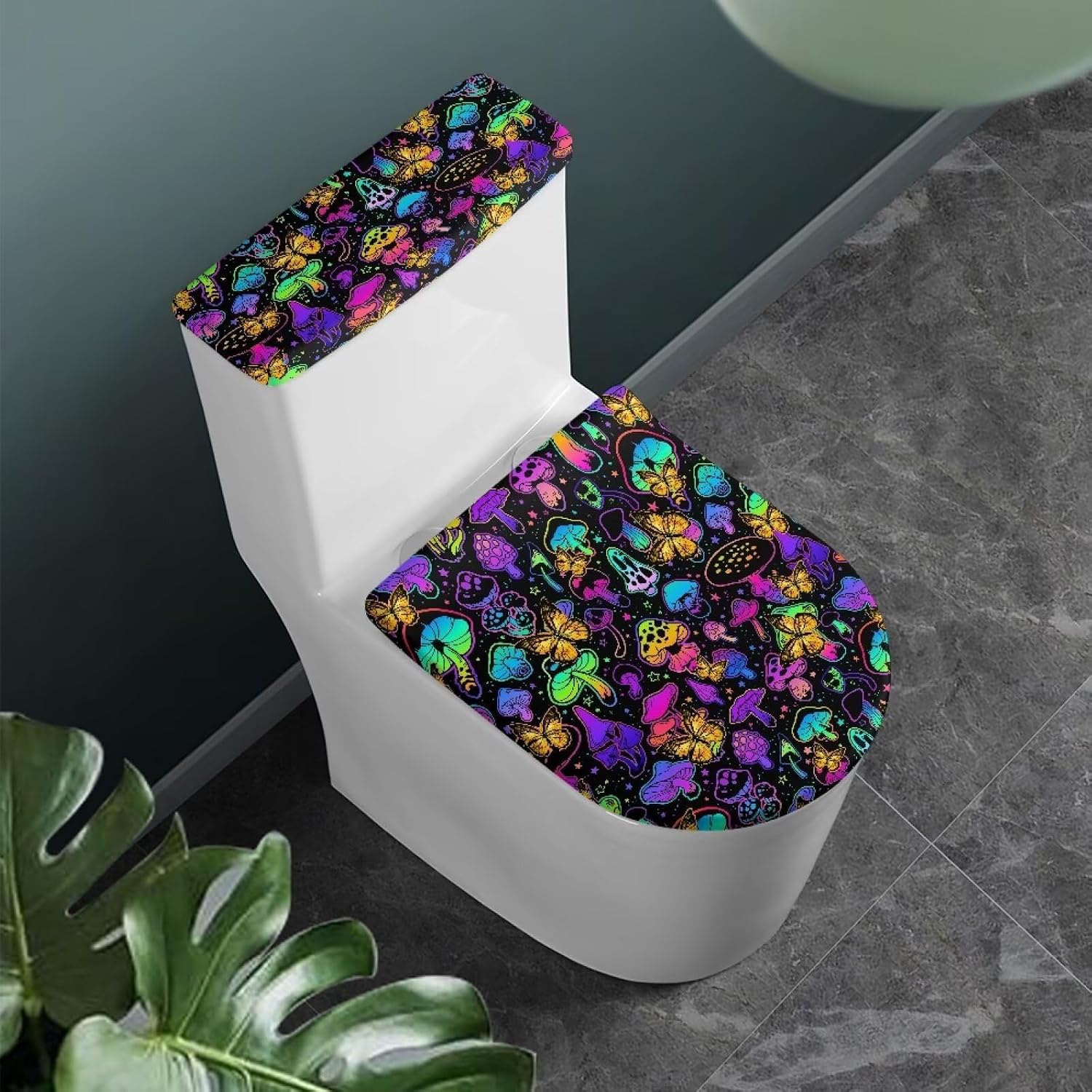 Toilet Seat Covers for Bathroom Black Spider Web Toilet Lid Cover and Tank Lid Cover 2Pcs Fits Most Size Toilet Tanks & Lids Halloween Decoration