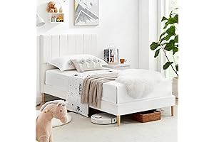 Flolinda White Velvet Twin Bed Frame