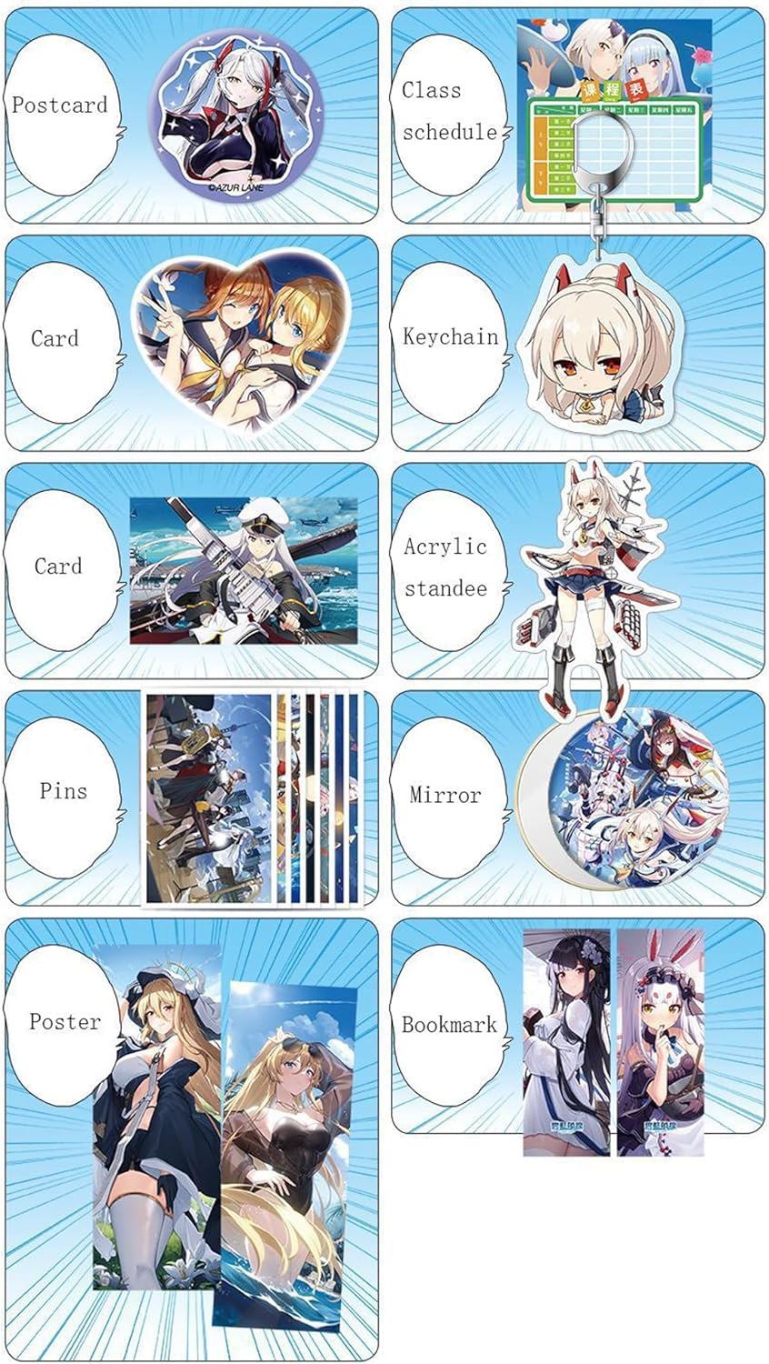 Azur AL Lane Gift Box Collectible Formidable Poster USS Enterprise Keychain Pendant Charm Greeting Card Belfast Unicorn Javeline Baltimore Prinz Eugen Brooch Pin Postcard Bottle Bookmark Mirror