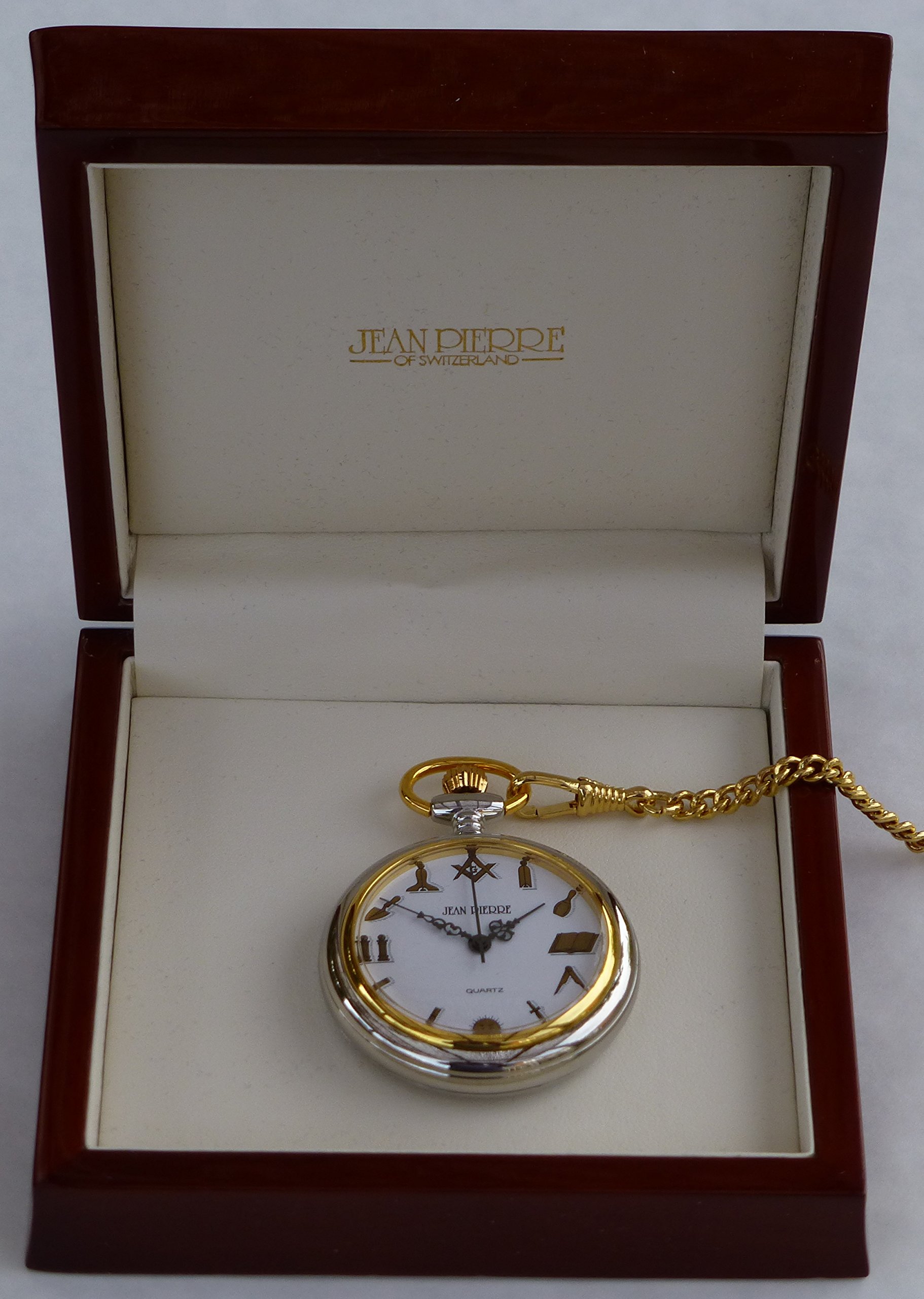 Masonic Two Tone Open Face Pocket Watch - Quartz - LR218