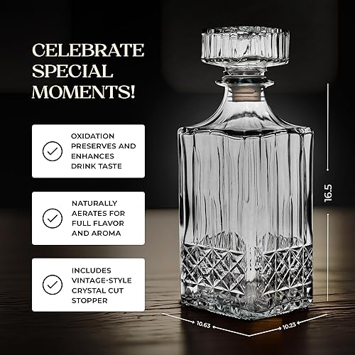 Miniatura 6 de American Atelier Fifth Avenue Dalmore - Juego de decantador de whisky y vaso, juego de 7 piezas para licor, escocés, vino y bourbon, dispensador de