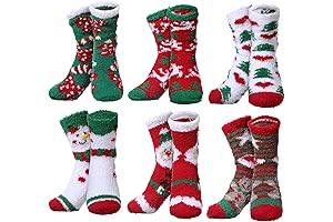 Fuzzy Christmas Socks for Men, Bulk Xmas Holiday Fluffy Socks