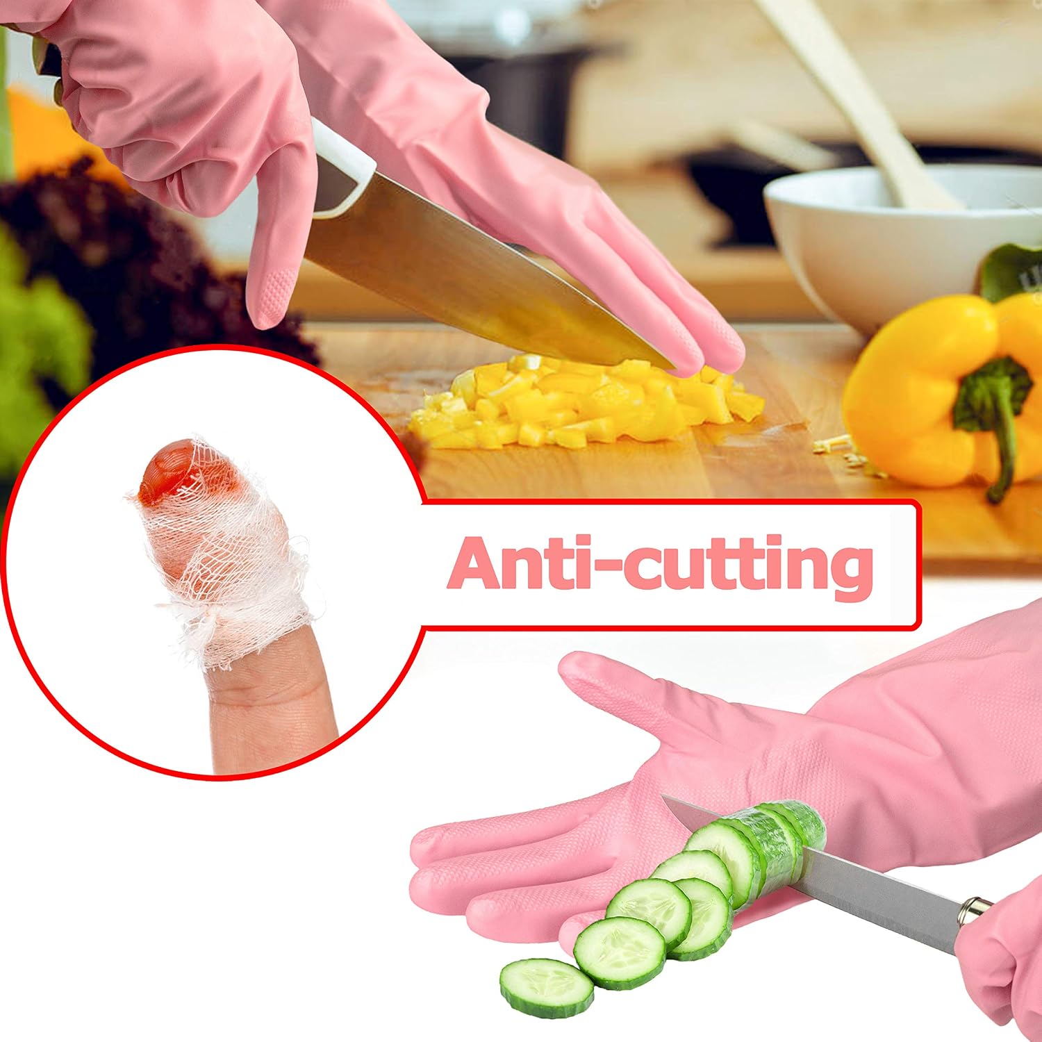 Star Gloves Cut Resistant long-lasting Latex Cleaning Gloves Reusable Kitchen Gloves durable Dishwash image 4