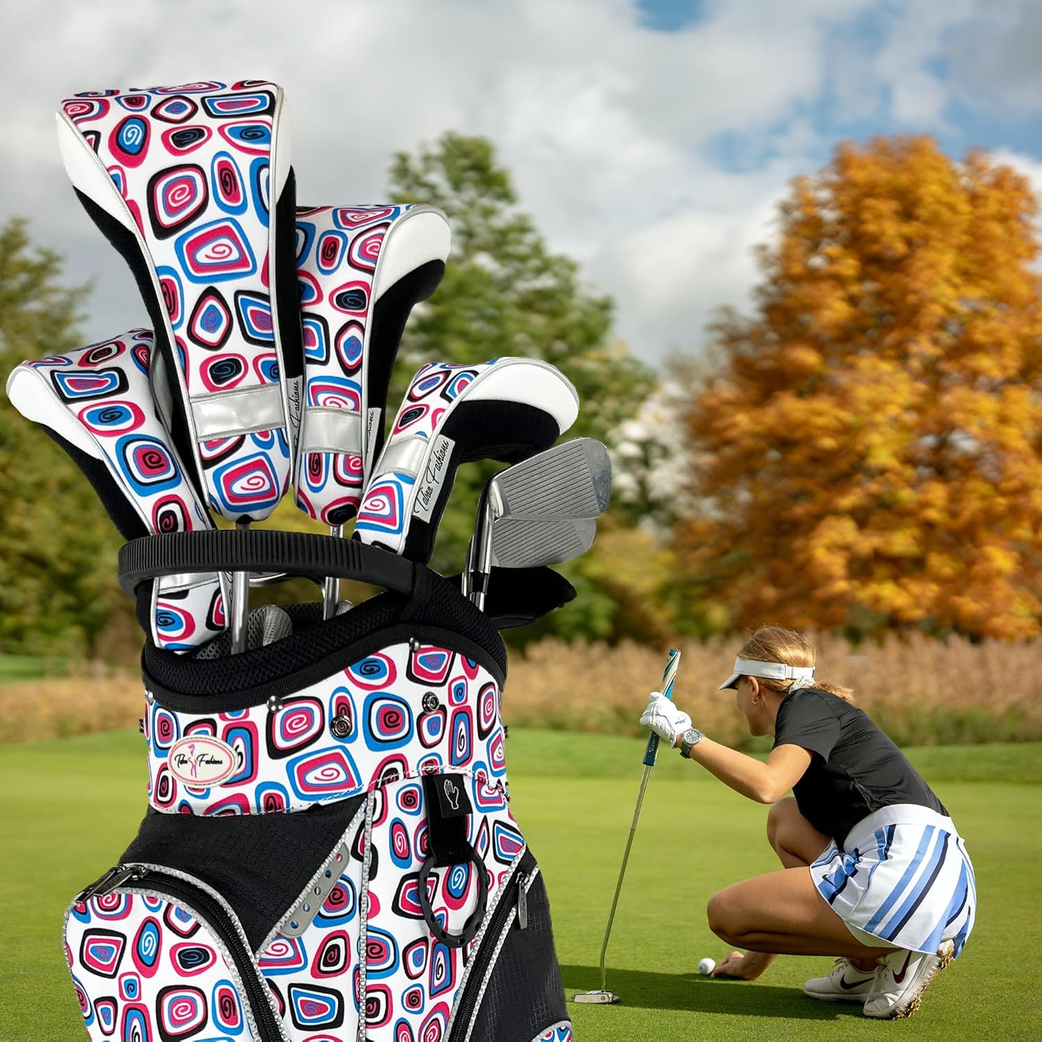 Taboo Fashion Golf Club Covers for Women - Numbered Golf Headcovers Set for Driver, Woods & Hybrid - Weather/Moisture Resistant Protection, Pack of 4