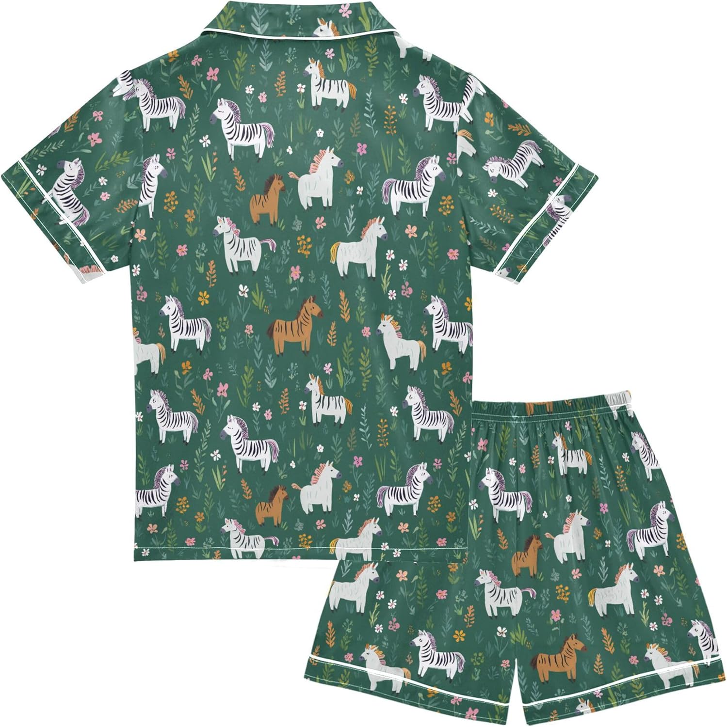 Silk Pajama Sets Short Sleeve Pajamas Soft Sleepwear 2 Piece Pjs Set