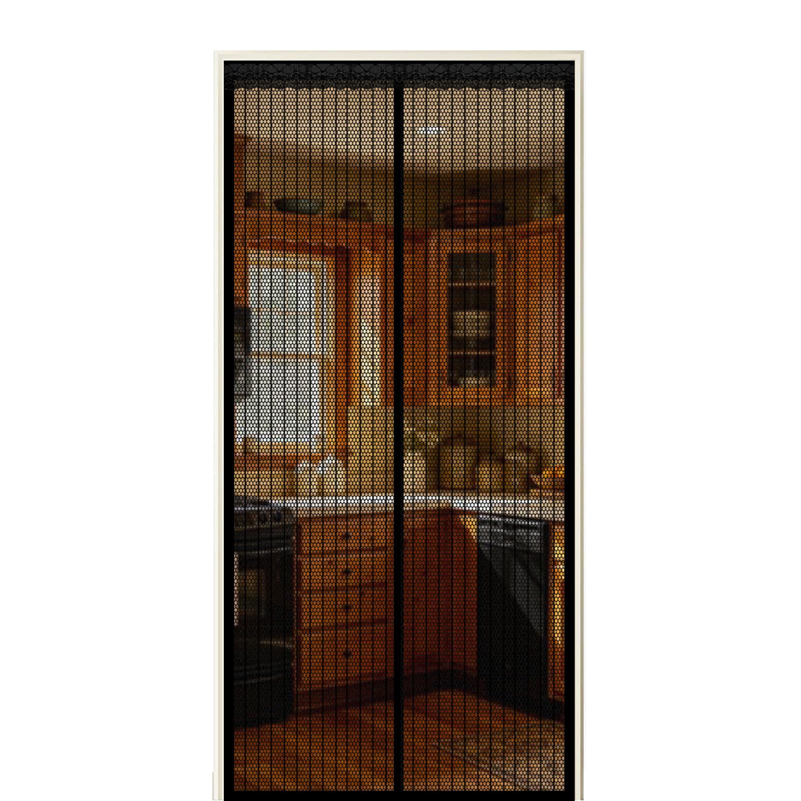 Xuehmin Black Fly Screen Door 235 X 195 Cm Self Sealing Powerful Magnets Heavy Duty Door Screen With Powerful Magnets & Full Frame Magic Tape Suitable For Patio Doors Balcony Bedroom,