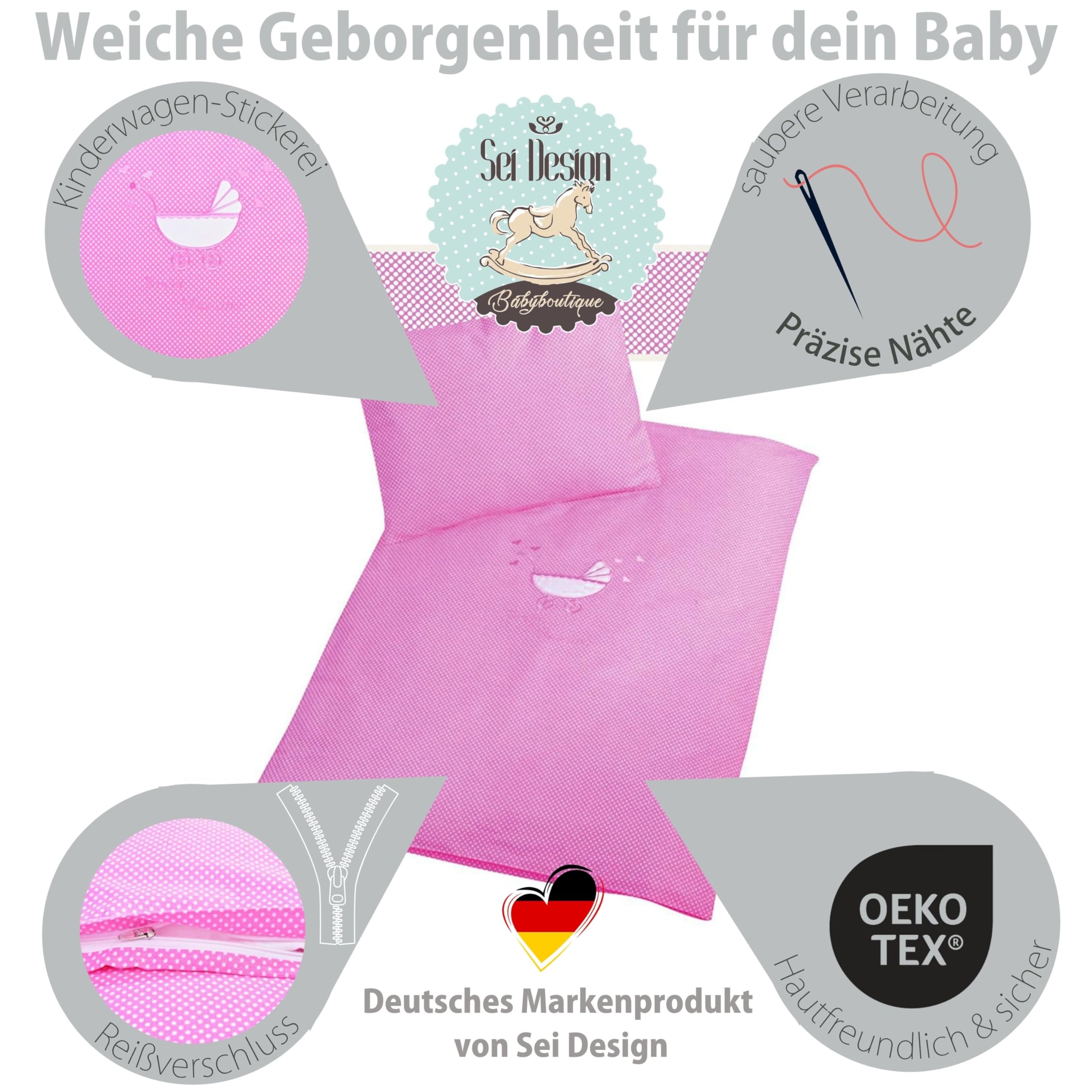 sei Design biancheria da letto per bambini, 2 pezzi. Addato per il set per passeggini: copripiumino 60x80 cm + federa 30 x 40 cm