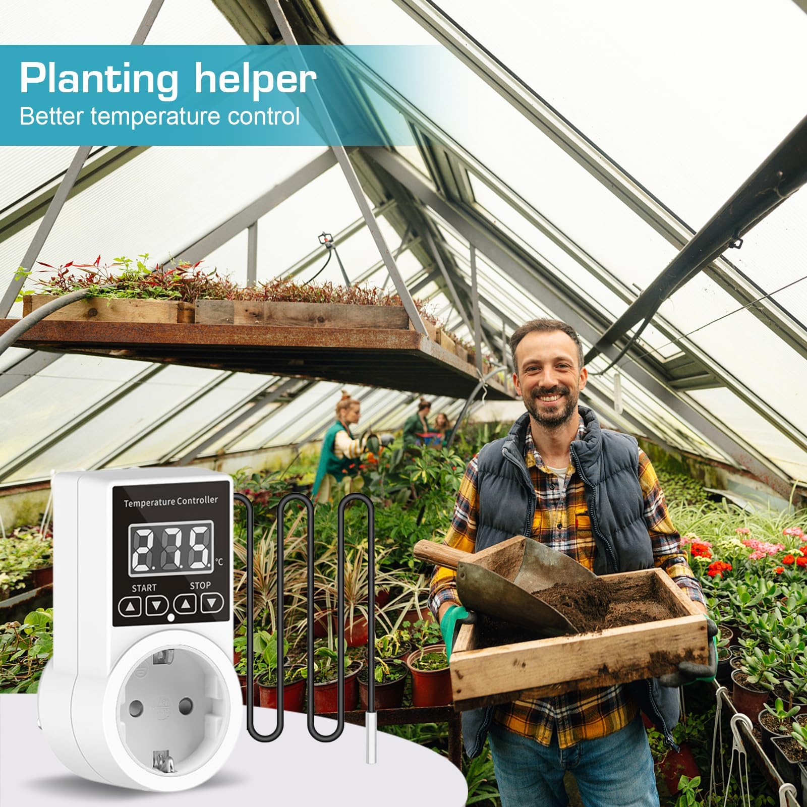 Presa Termostatica 230V Con Sonda – Regolatore Digitale Di Temperatura Per Serra, Terrario E Frigorifero