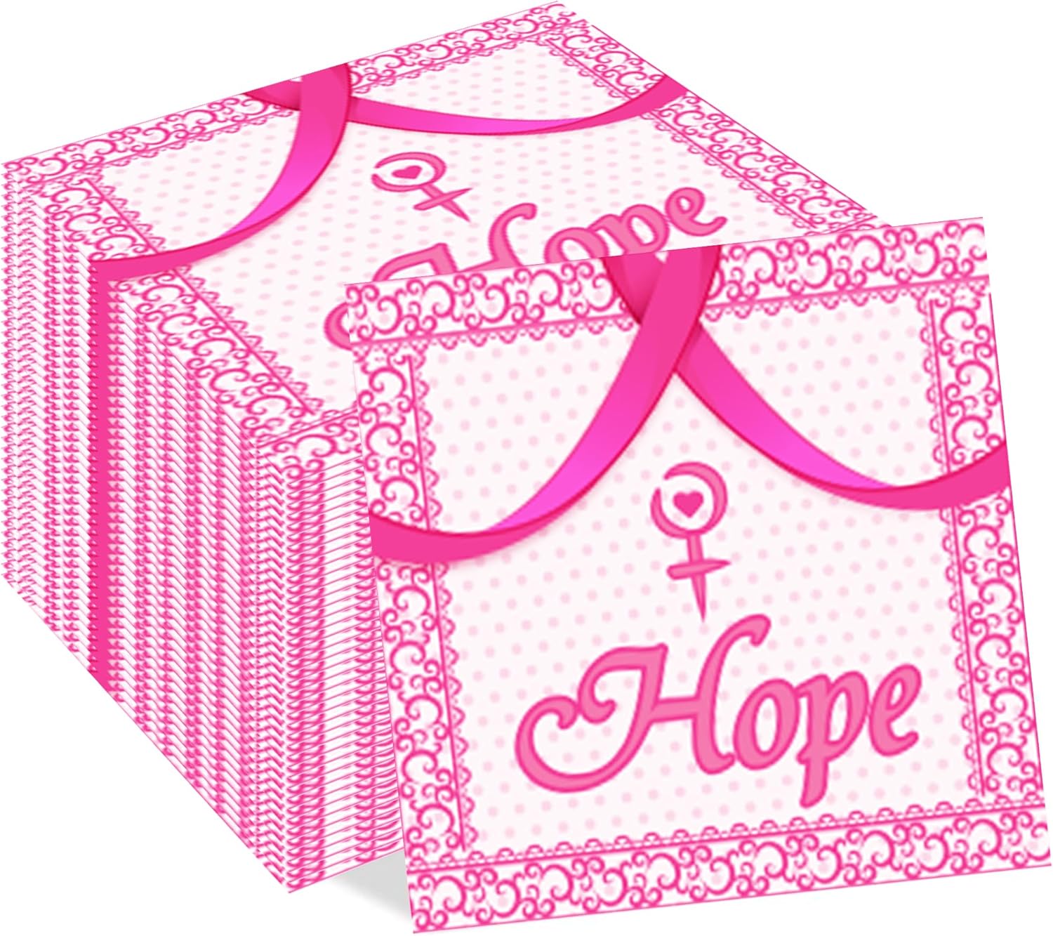 40Pcs Breast Cancer Awareness Paper Napkin Pink Ribbon Disposable Napkins Breast Cancer Awareness Decorative Luncheon Dinner Napkins for Charity Event, Holiday Theme Decorations & Awareness Campaigns