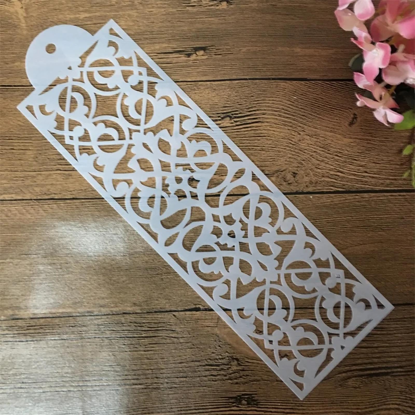 Plantillas para pintar sobre madera, 8 unidades, marco de flores de geometría de 10 x 34 cm, plantillas reutilizables para manualidades en madera, lona para decoración del hogar